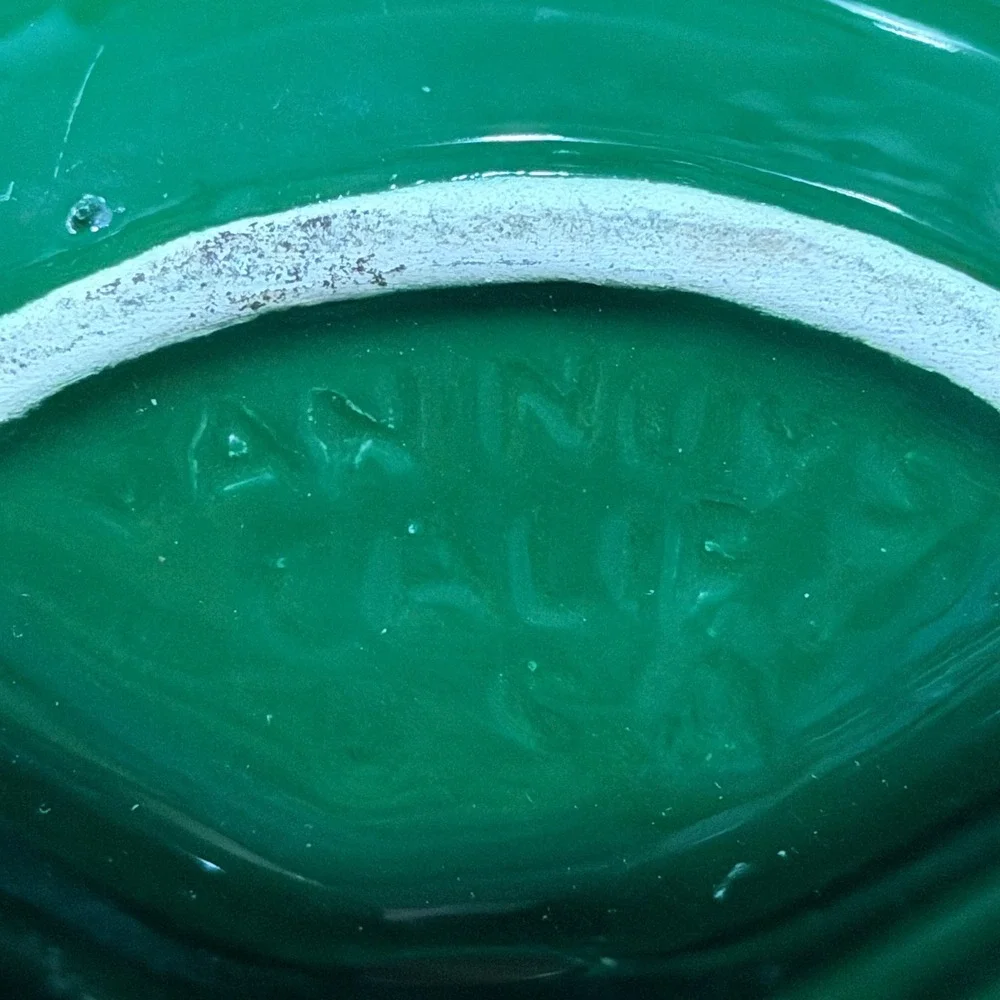 Lane & Co Van Nuys Calif 1960 Vintage Green Ceramic Divided Serving Dish Handle